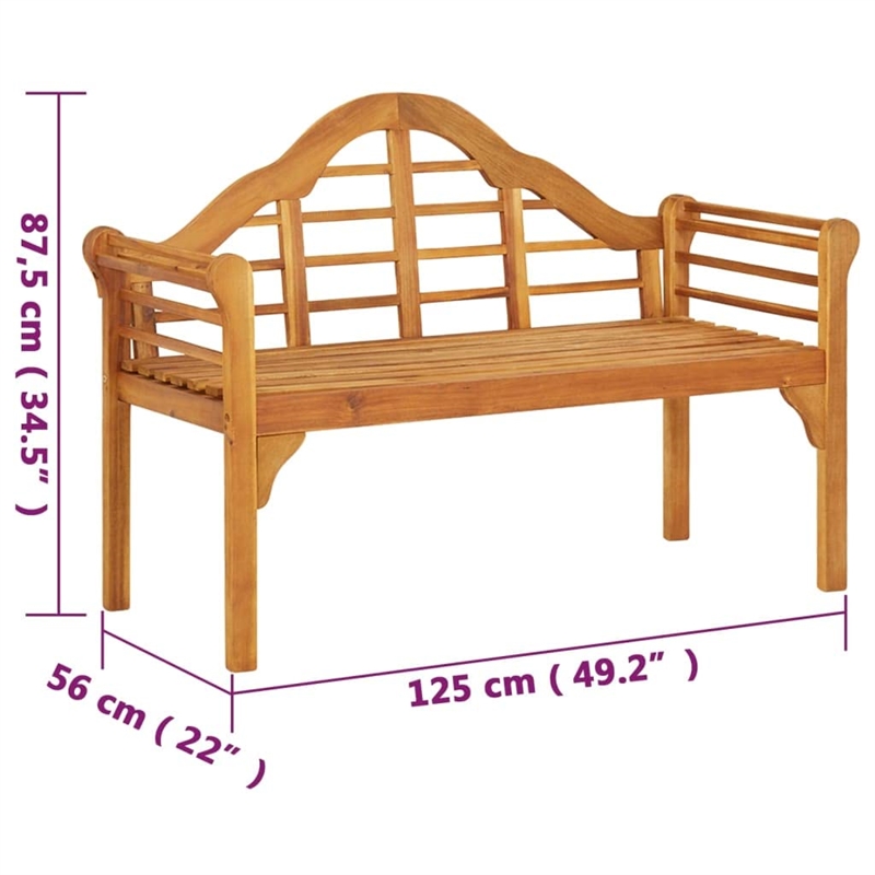 Bowery Hill Solid Acacia Wood Medium Ergonomic Garden Bench in Brown