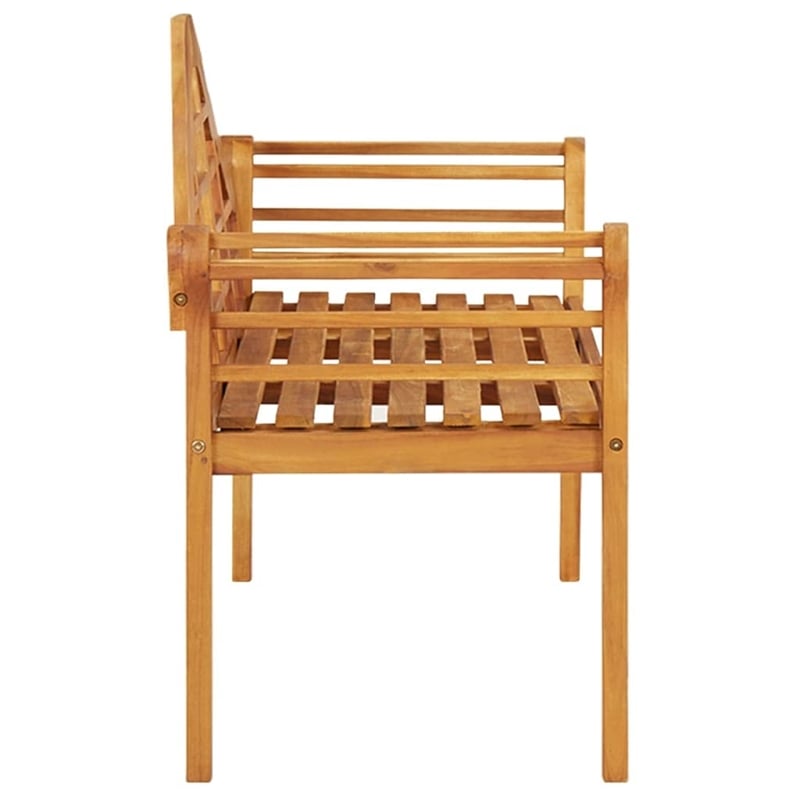 Bowery Hill Solid Acacia Wood Medium Ergonomic Garden Bench in Brown