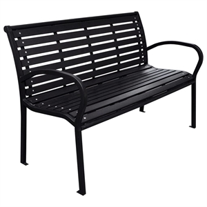 Bowery Hill Contemporary Steel 116 cm wide Garden Bench in Black