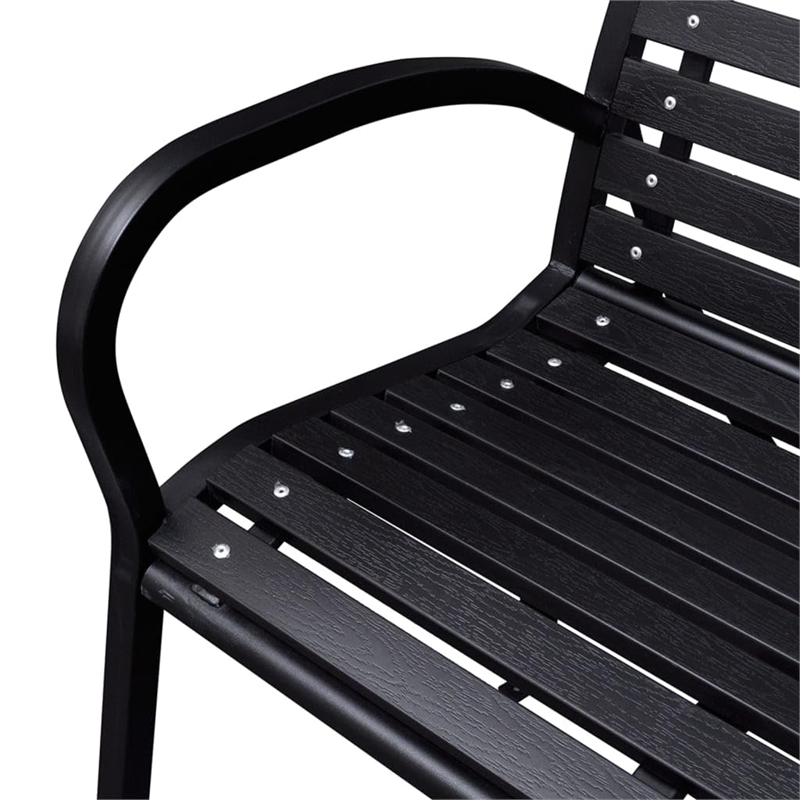 Bowery Hill Contemporary Steel 116 cm wide Garden Bench in Black