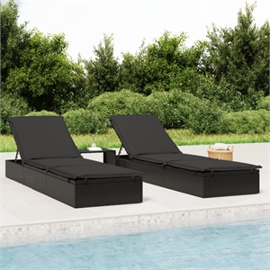 Bowery Hill Contemporary Powder-Coated Steel Sunbed in Black Polyester