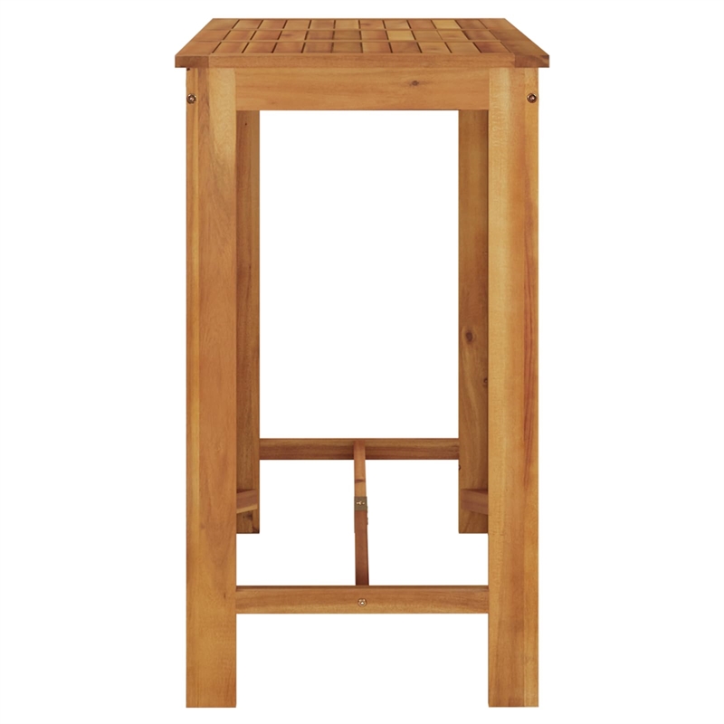 Bowery Hill Wood Solid Acacia Wood Garden Bar Table in Natural