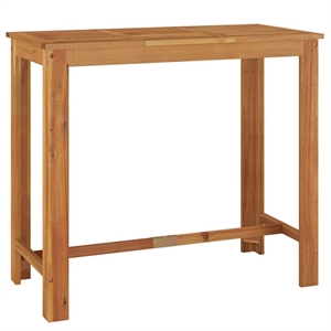 Bowery Hill Wood Solid Acacia Wood Garden Bar Table in Natural