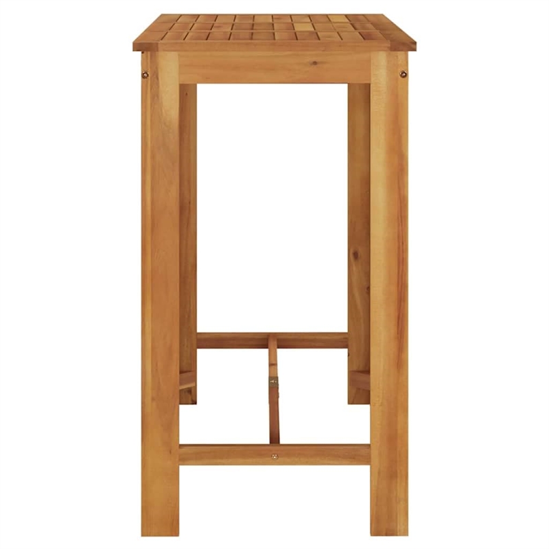 Bowery Hill Wood Solid Acacia Wood Garden Bar Table in Natural