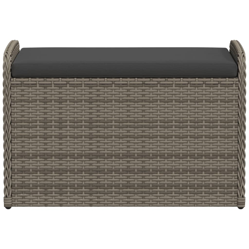 Bowery Hill Contemporary Rattan Storage Bench in Grey/Cream White