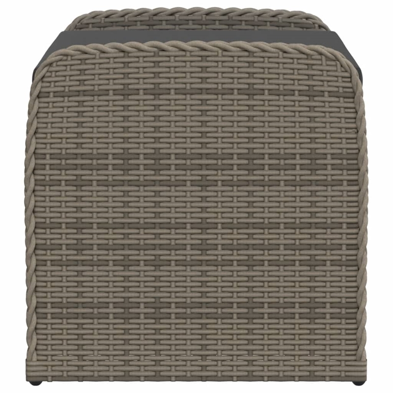 Bowery Hill Contemporary Rattan Storage Bench in Grey/Cream White