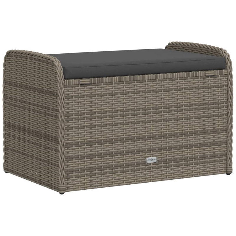 Bowery Hill Contemporary Rattan Storage Bench in Grey/Cream White