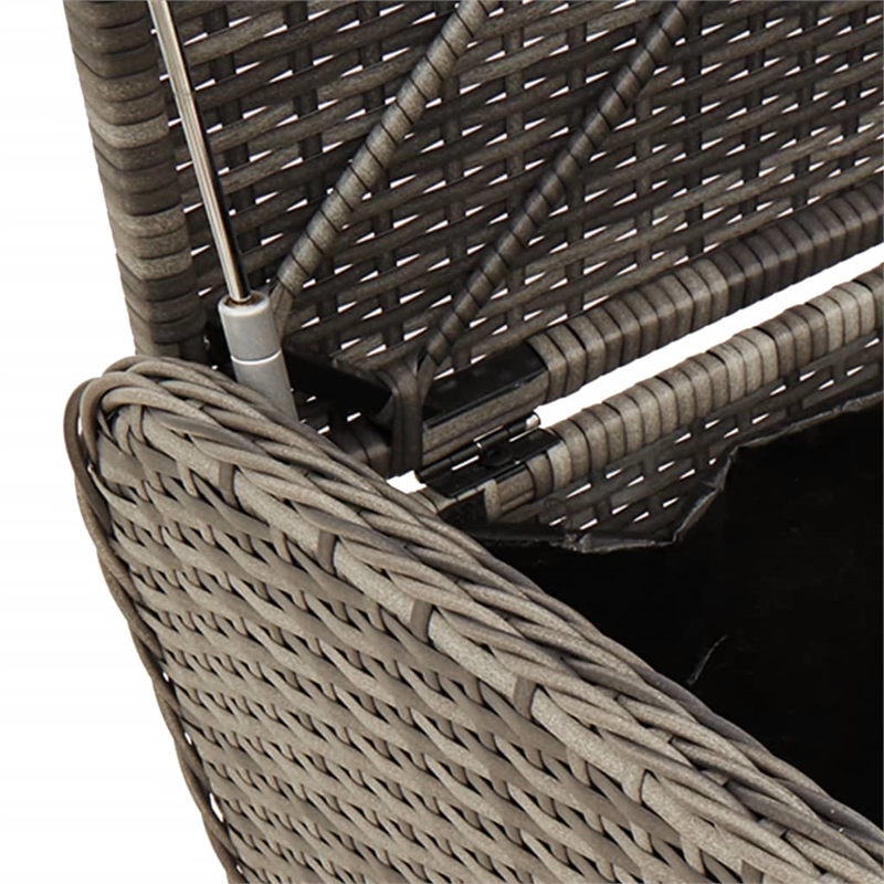 Bowery Hill Contemporary Rattan Storage Bench in Grey/Cream White