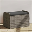 Bowery Hill Contemporary Rattan Storage Bench in Grey/Cream White