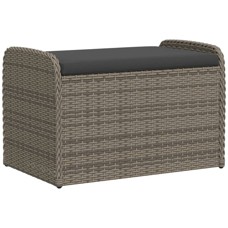 Bowery Hill Contemporary Rattan Storage Bench in Grey/Cream White