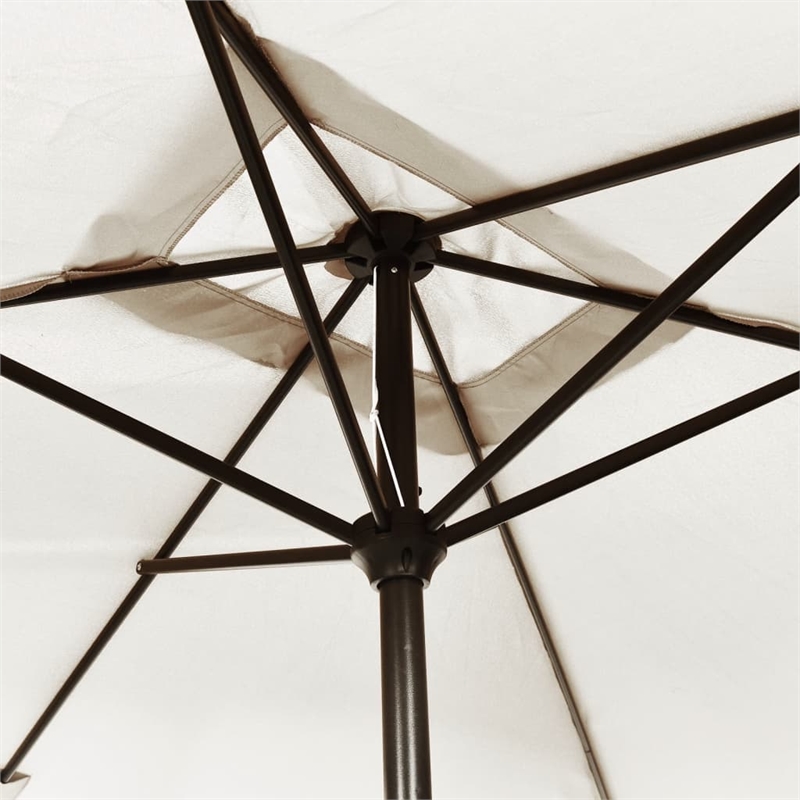 Bowery Hill Contemporary Polyester Steel Garden Parasol in Sandy White