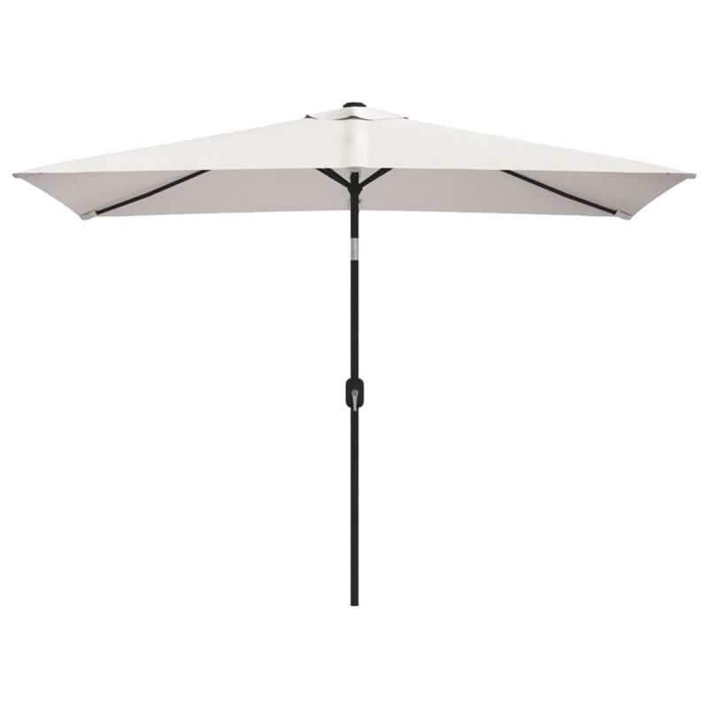 Bowery Hill Contemporary Polyester Steel Garden Parasol in Sandy White