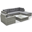 Bowery Hill Contemporary Synthetic Poly Rattan Lounge Set in Gray