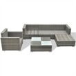 Bowery Hill Contemporary Synthetic Poly Rattan Lounge Set in Gray