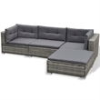Bowery Hill Contemporary Synthetic Poly Rattan Lounge Set in Gray