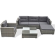 Bowery Hill Contemporary Synthetic Poly Rattan Lounge Set in Gray