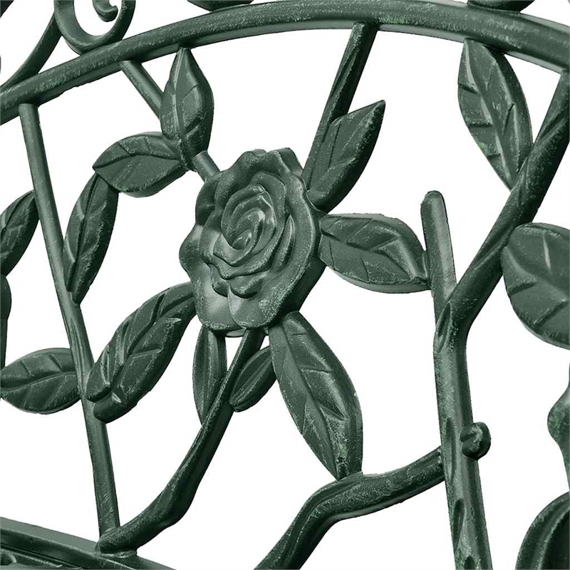 Bowery Hill Contemporary 39.4 in Durable Cast Iron Garden Bench in Green