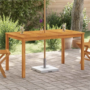 Bowery Hill Solid Acacia Wood Medium Durable Garden Table in Brown
