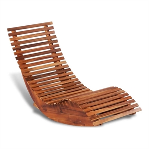 Bowery Hill Acacia Wood Ergonomic Rocking Sun Lounger in Light Brown