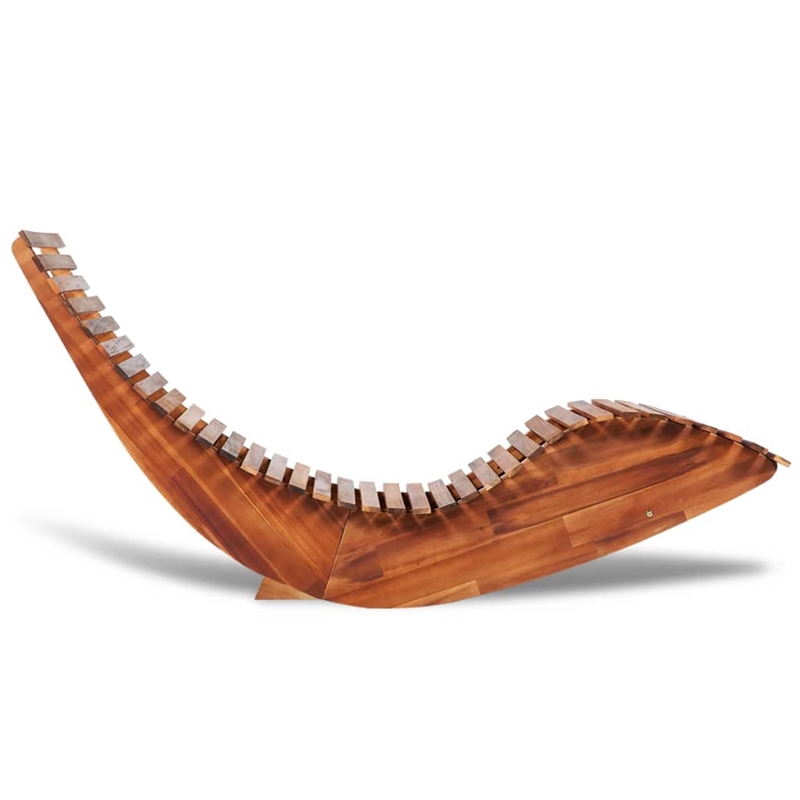 Bowery Hill Acacia Wood Ergonomic Rocking Sun Lounger in Light Brown