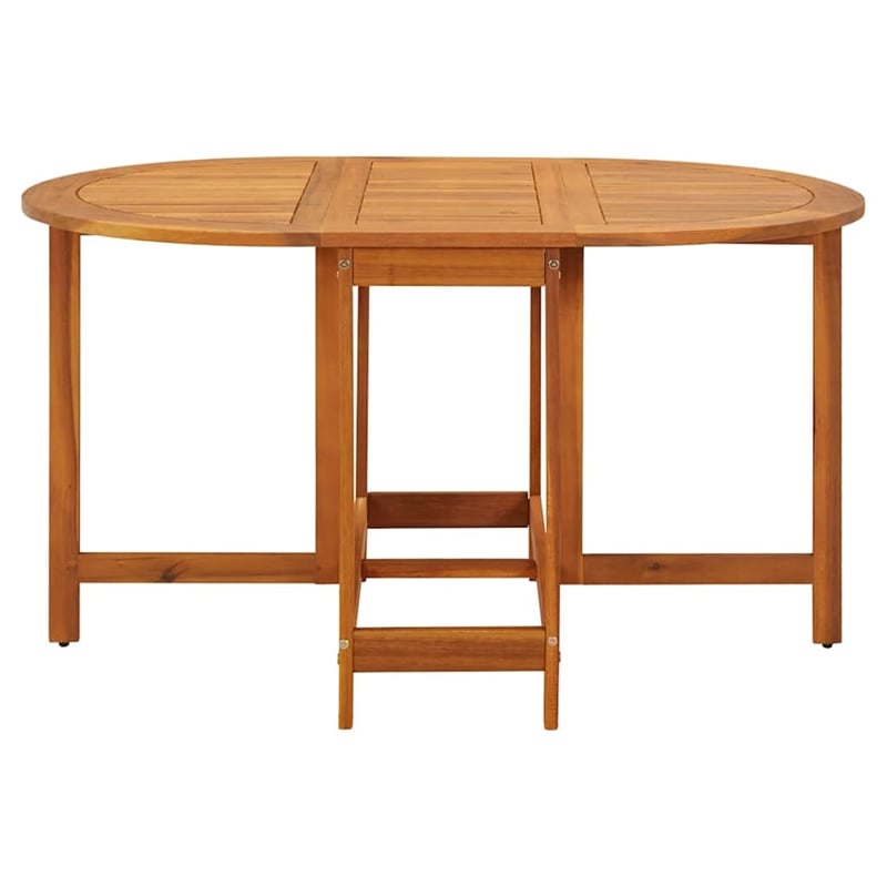 Bowery Hill Solid Acacia Wood Medium Dining Table in Natural Wood