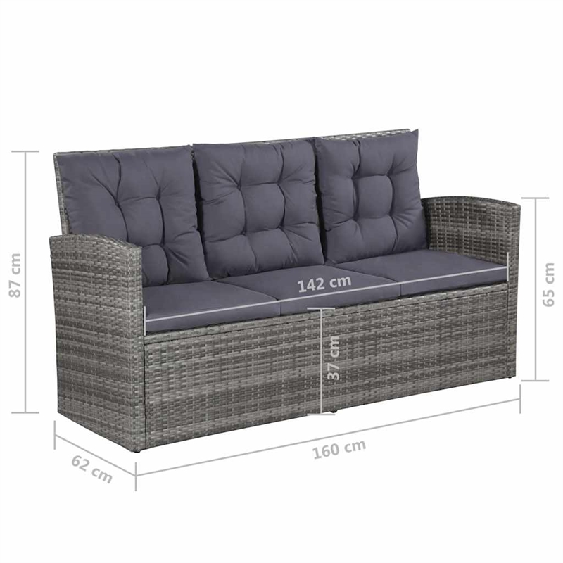 Bowery Hill Synthetic Poly Rattan Sofa Set in Grey and Dark Grey