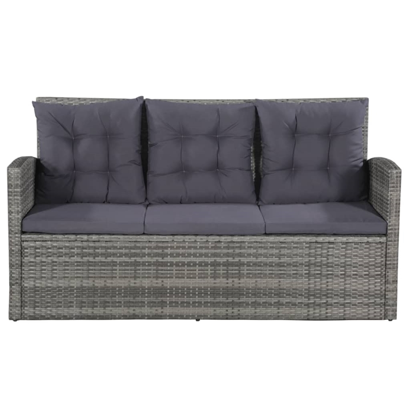 Bowery Hill Synthetic Poly Rattan Sofa Set in Grey and Dark Grey