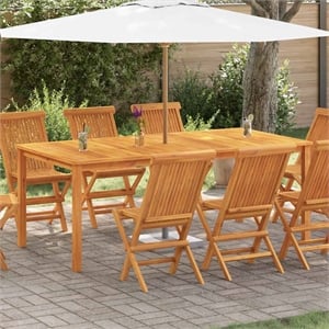 Bowery Hill Solid Acacia Wood Large Durable Dining Table in Natural Brown