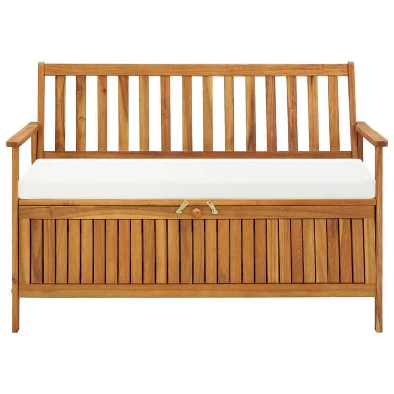Bowery Hill Solid Acacia Wood Cushion Storage Bench in Natural wood