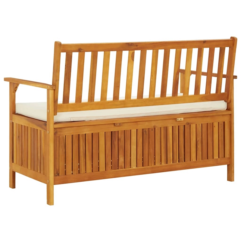 Bowery Hill Solid Acacia Wood Cushion Storage Bench in Natural wood