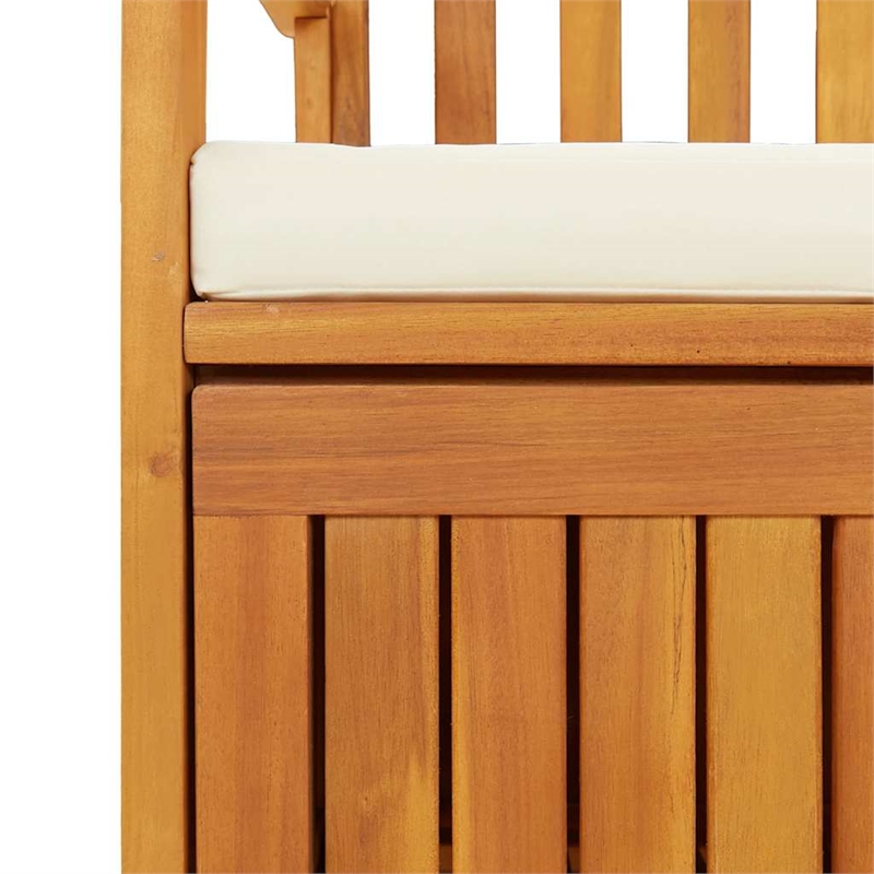 Bowery Hill Solid Acacia Wood Cushion Storage Bench in Natural wood