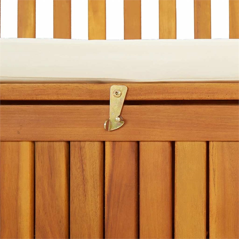 Bowery Hill Solid Acacia Wood Cushion Storage Bench in Natural wood