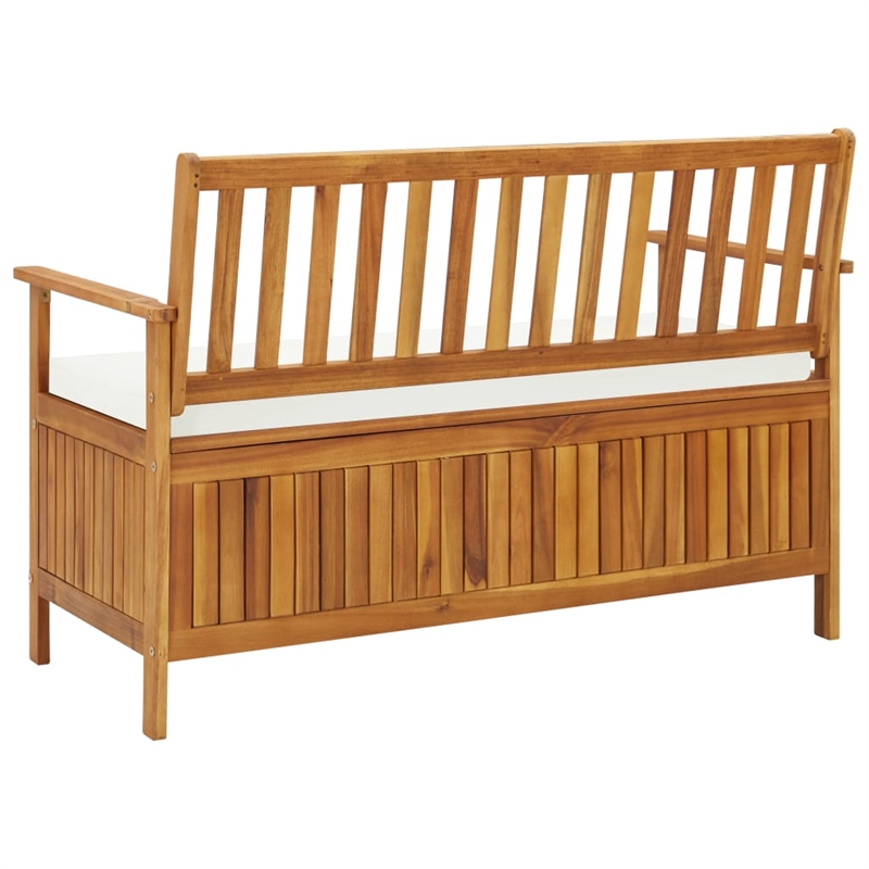 Bowery Hill Solid Acacia Wood Cushion Storage Bench in Natural wood