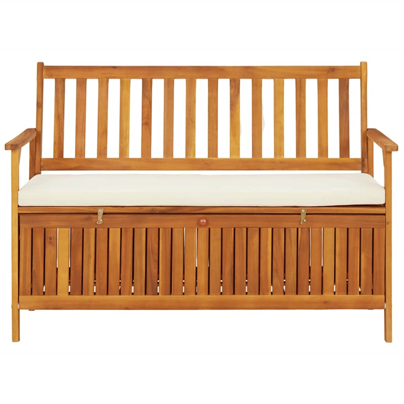 Bowery Hill Solid Acacia Wood Cushion Storage Bench in Natural wood