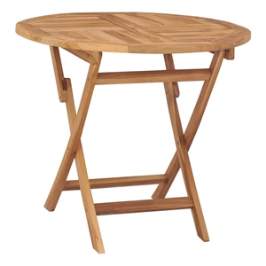 Bowery Hill Teak Wood Medium Foldable Dining Table in Warm Brown