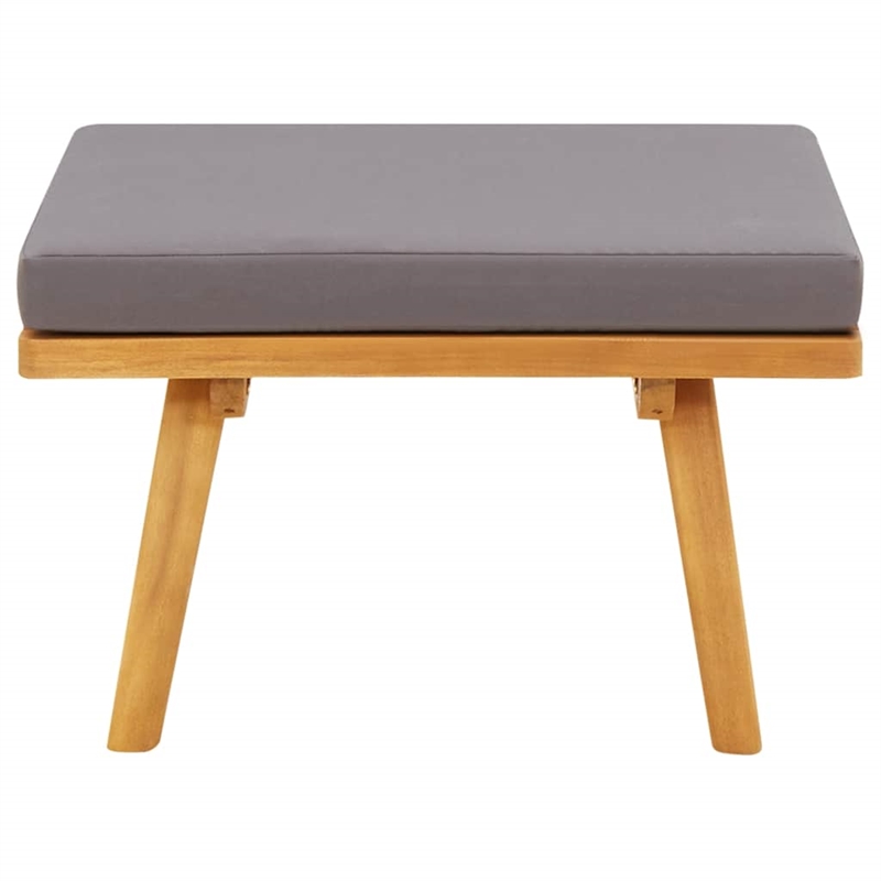 Bowery Hill Solid Acacia Wood Garden Footstool in Natural and Dark Grey