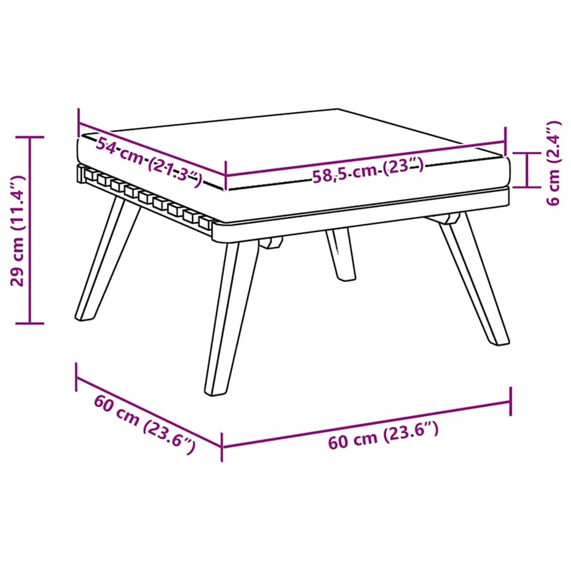 Bowery Hill Solid Acacia Wood Garden Footstool in Natural and Dark Grey
