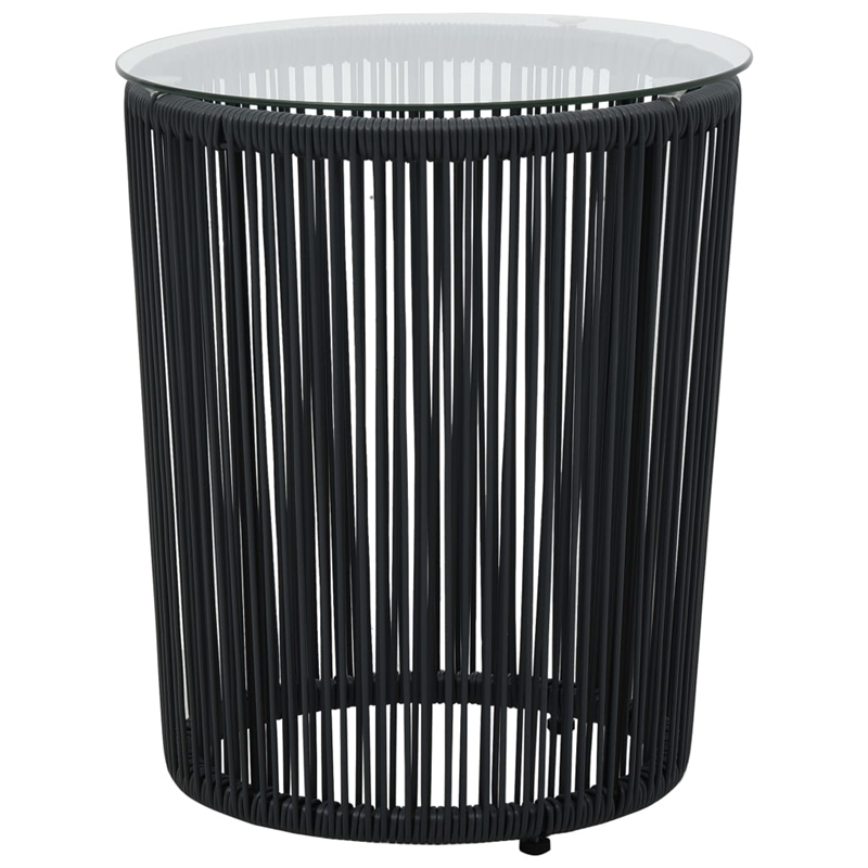 Bowery Hill Contemporary 3 Piece Rattan Bistro Set in Black Finish