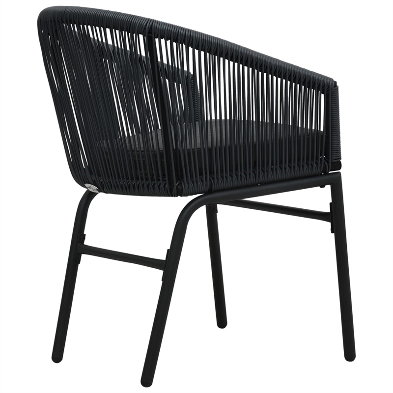 Bowery Hill Contemporary 3 Piece Rattan Bistro Set in Black Finish