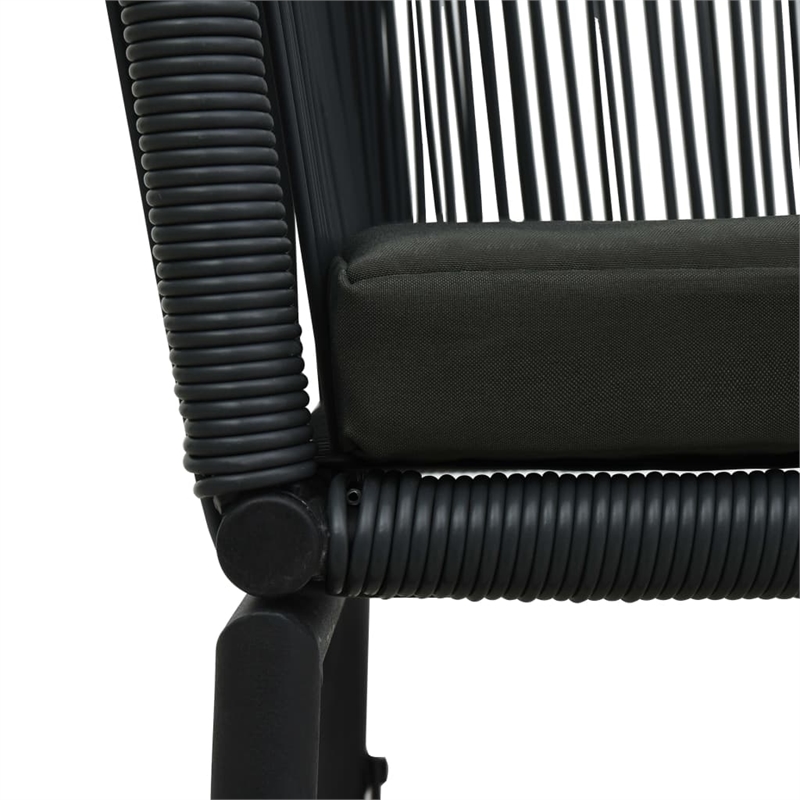 Bowery Hill Contemporary 3 Piece Rattan Bistro Set in Black Finish