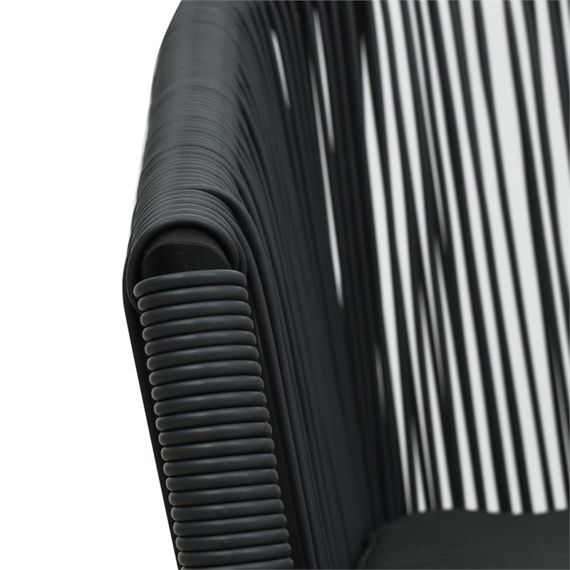 Bowery Hill Contemporary 3 Piece Rattan Bistro Set in Black Finish