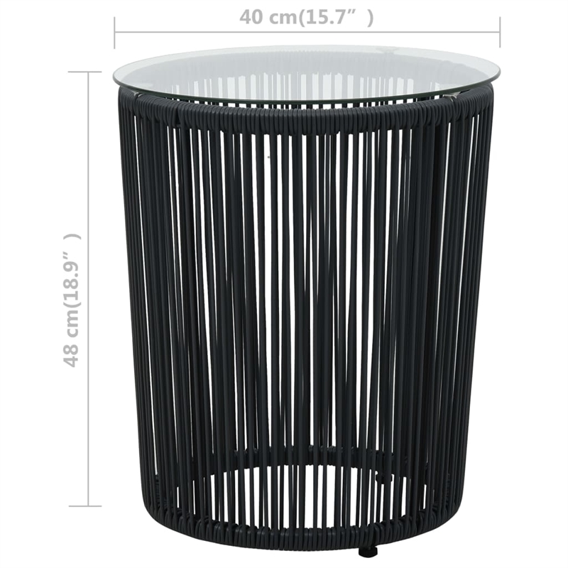 Bowery Hill Contemporary 3 Piece Rattan Bistro Set in Black Finish