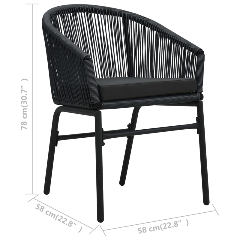 Bowery Hill Contemporary 3 Piece Rattan Bistro Set in Black Finish