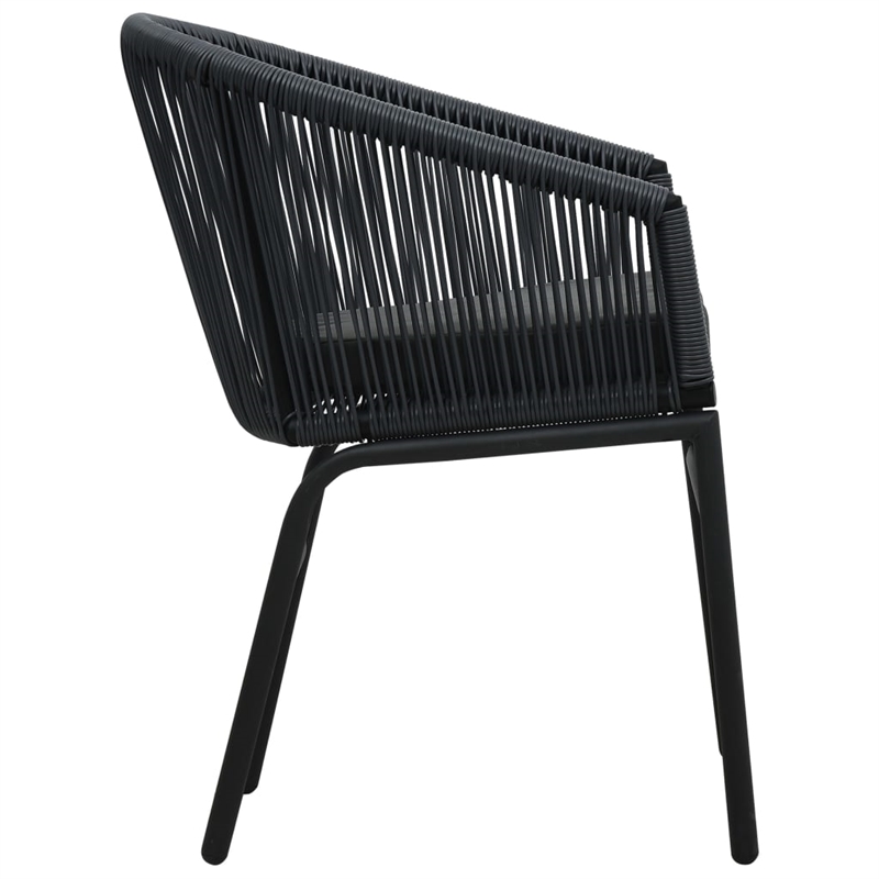 Bowery Hill Contemporary 3 Piece Rattan Bistro Set in Black Finish