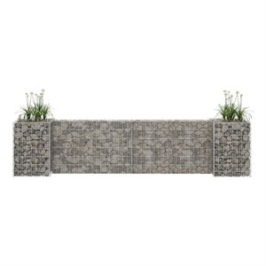 Bowery Hill Contemporary Steel Wire Gabion Planter in Silver