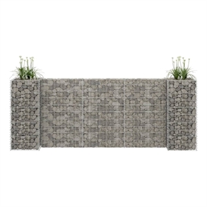 Bowery Hill Contemporary Steel Wire Durable Gabion Planter in Silver