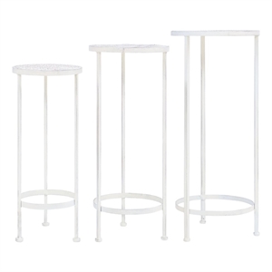 Bowery Hill Medium Stackable Plant Stand in Antique White Metal