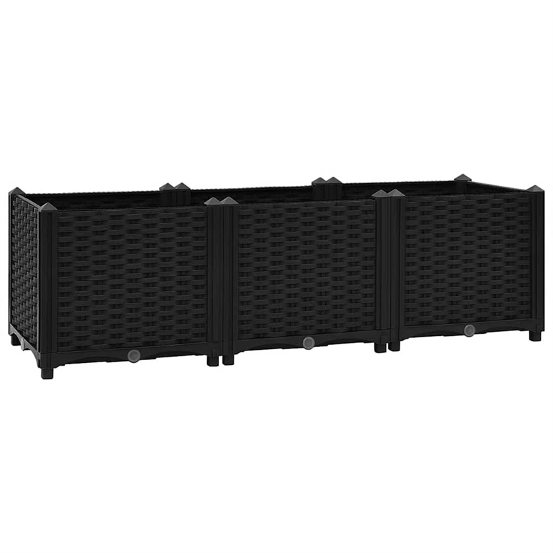 Bowery Hill Contemporary Polypropylene Durable Raised Bed in Black