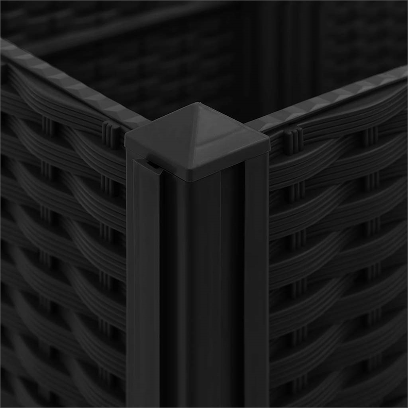 Bowery Hill Contemporary Polypropylene Durable Raised Bed in Black