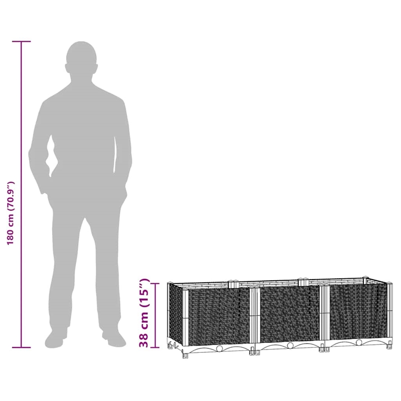 Bowery Hill Contemporary Polypropylene Durable Raised Bed in Black